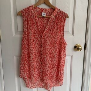 CAbi orange and cream sheer sleeveless top size L